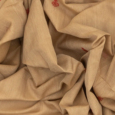 Beige Handloom Bengal Cotton Saree With Red Border