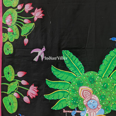 Black Pattachitra Pichwai Art Saree