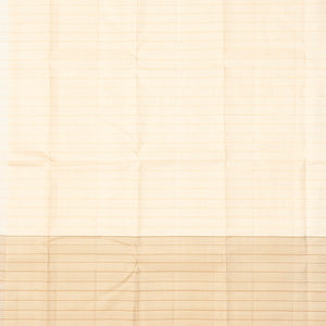 Peach Handloom Kanchipuram Korvai Silk Saree With Checks