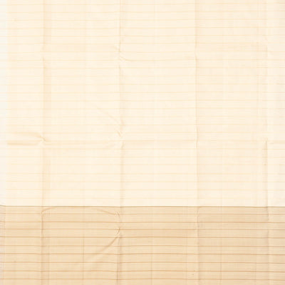 Peach Handloom Kanchipuram Korvai Silk Saree With Checks