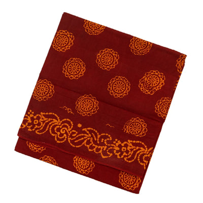 Crimson Sungudi Cotton Saree With Chakaram Motifs