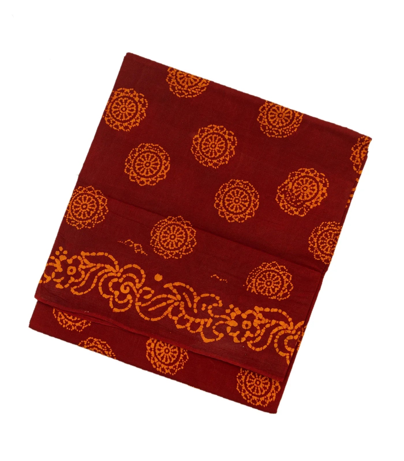 Crimson Sungudi Cotton Saree With Chakaram Motifs