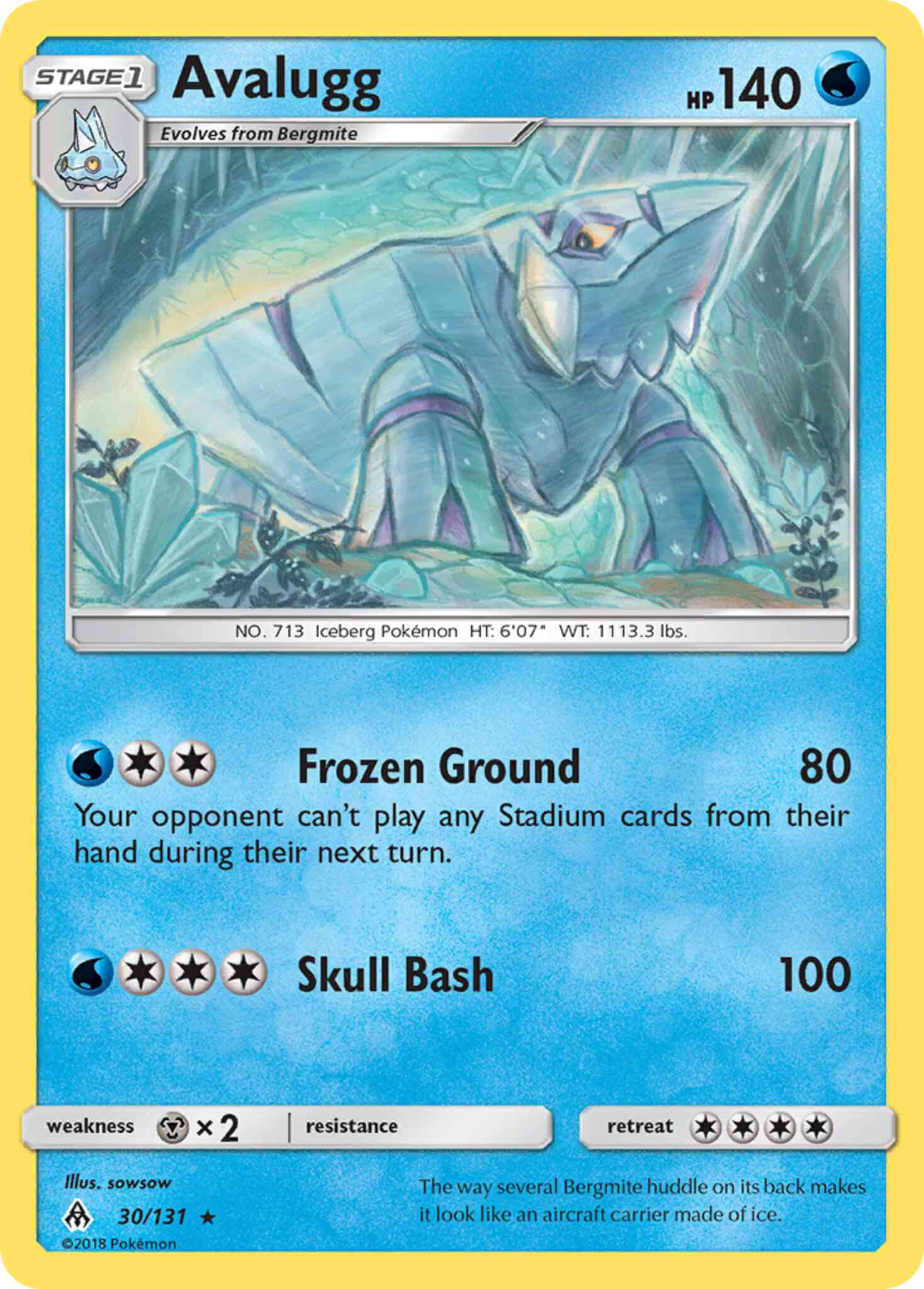Avalugg - 30/131 - Rare [sm6-30] [Reverse Holo]