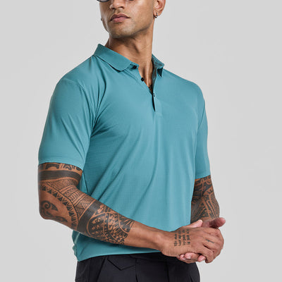 Turquoise Textured Polo T-Shirt