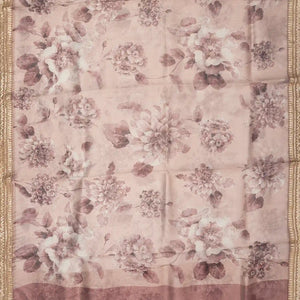 Lavender Woven Viscose Saree With Embroidered & Printed Motifs