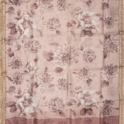 Lavender Woven Viscose Saree With Embroidered & Printed Motifs