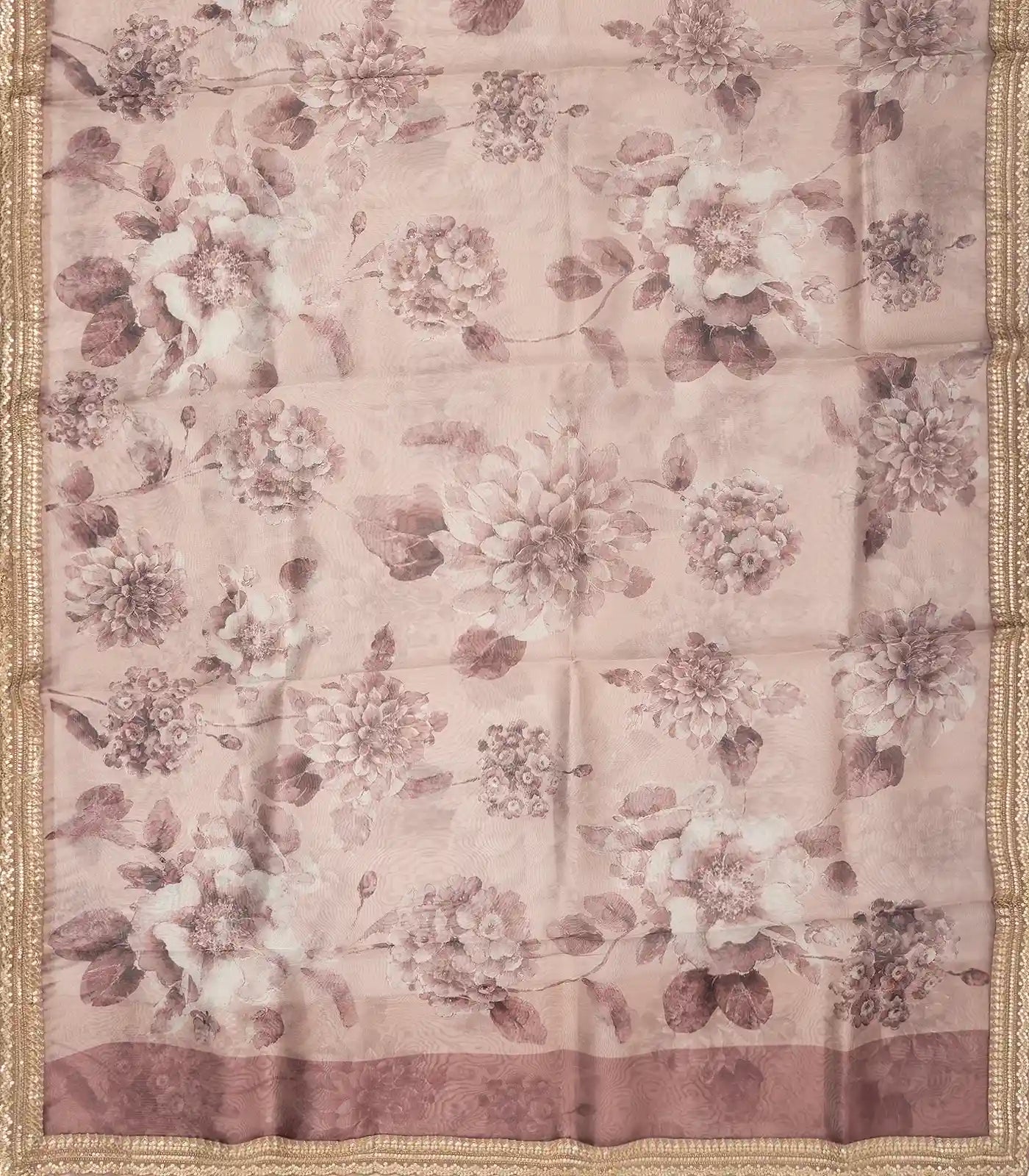 Lavender Woven Viscose Saree With Embroidered & Printed Motifs