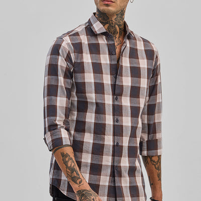 Grey Checks Slim Fit Shirt