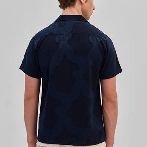 Navy Textured Box Fit Shirt