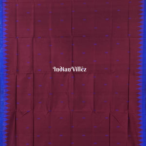 Dark Wine With Blue Kumbha Sambalpuri Ikat Tussar Silk Saree