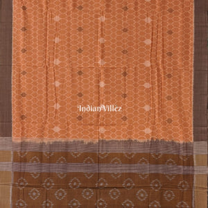 Peach Odisha Ikat Sambalpuri Pure Cotton Saree