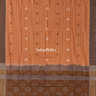Peach Odisha Ikat Sambalpuri Pure Cotton Saree