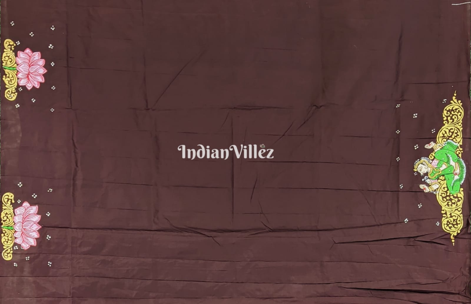 Arjuna Bows to Navagunjara Pure Hand-Painted Pattachitra Saree