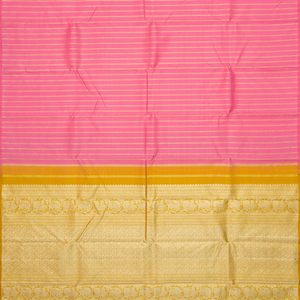 Bubblegum Pink Handloom Kanchipuram Silk Saree With Meena Stripes