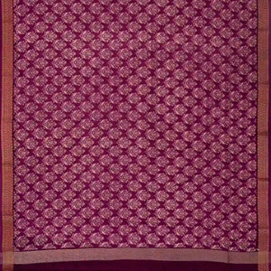 Magenta Woven Chanderi Cotton Saree With Printed Floral Motifs