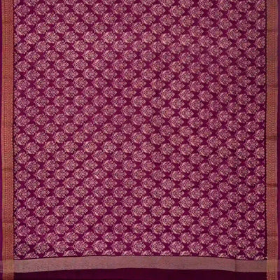 Magenta Woven Chanderi Cotton Saree With Printed Floral Motifs