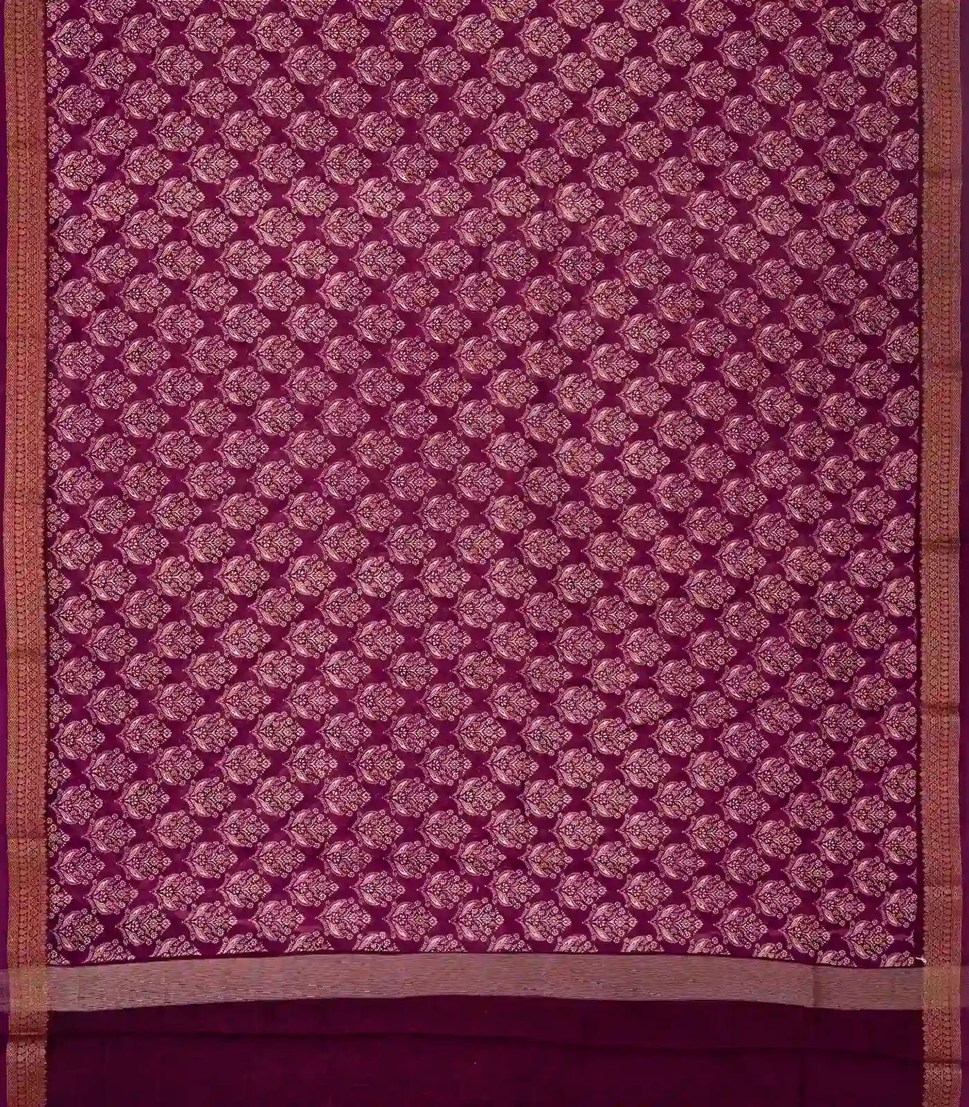 Magenta Woven Chanderi Cotton Saree With Printed Floral Motifs