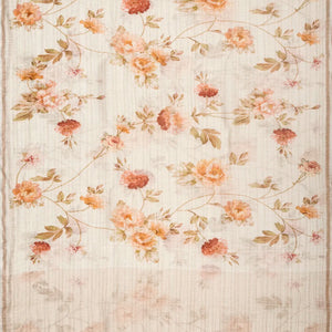 Cream Woven Linen Saree With Printed Floral Motifs
