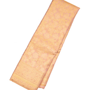 Baby Pink Handloom Kanchipuram Tissue Silk Saree With Floral Motifs