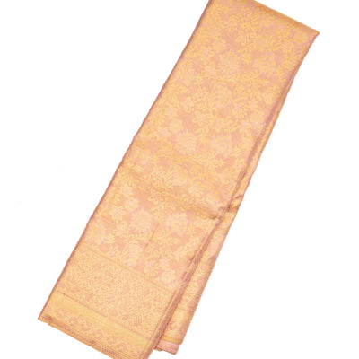 Baby Pink Handloom Kanchipuram Tissue Silk Saree With Floral Motifs