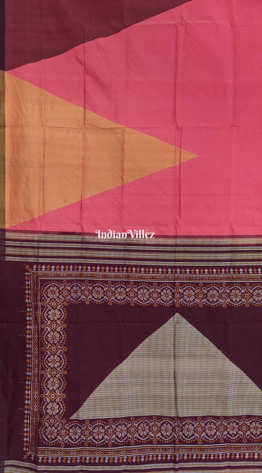 Peach Pyramid Odisha Ikat Sambalpuri Silk Saree