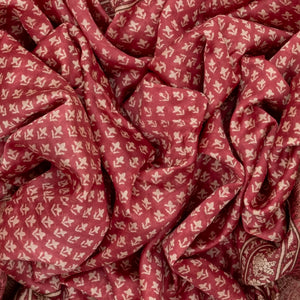 Dusty Pink Handloom Chanderi Cotton Saree Printed With Floral Motifs