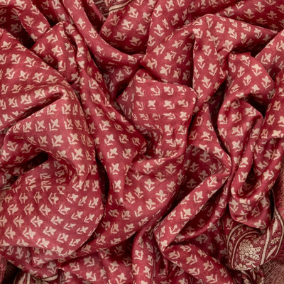 Dusty Pink Handloom Chanderi Cotton Saree Printed With Floral Motifs