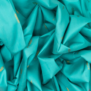 Turquoise Handloom Kanchipuram Korvai Silk Saree With Pink Border