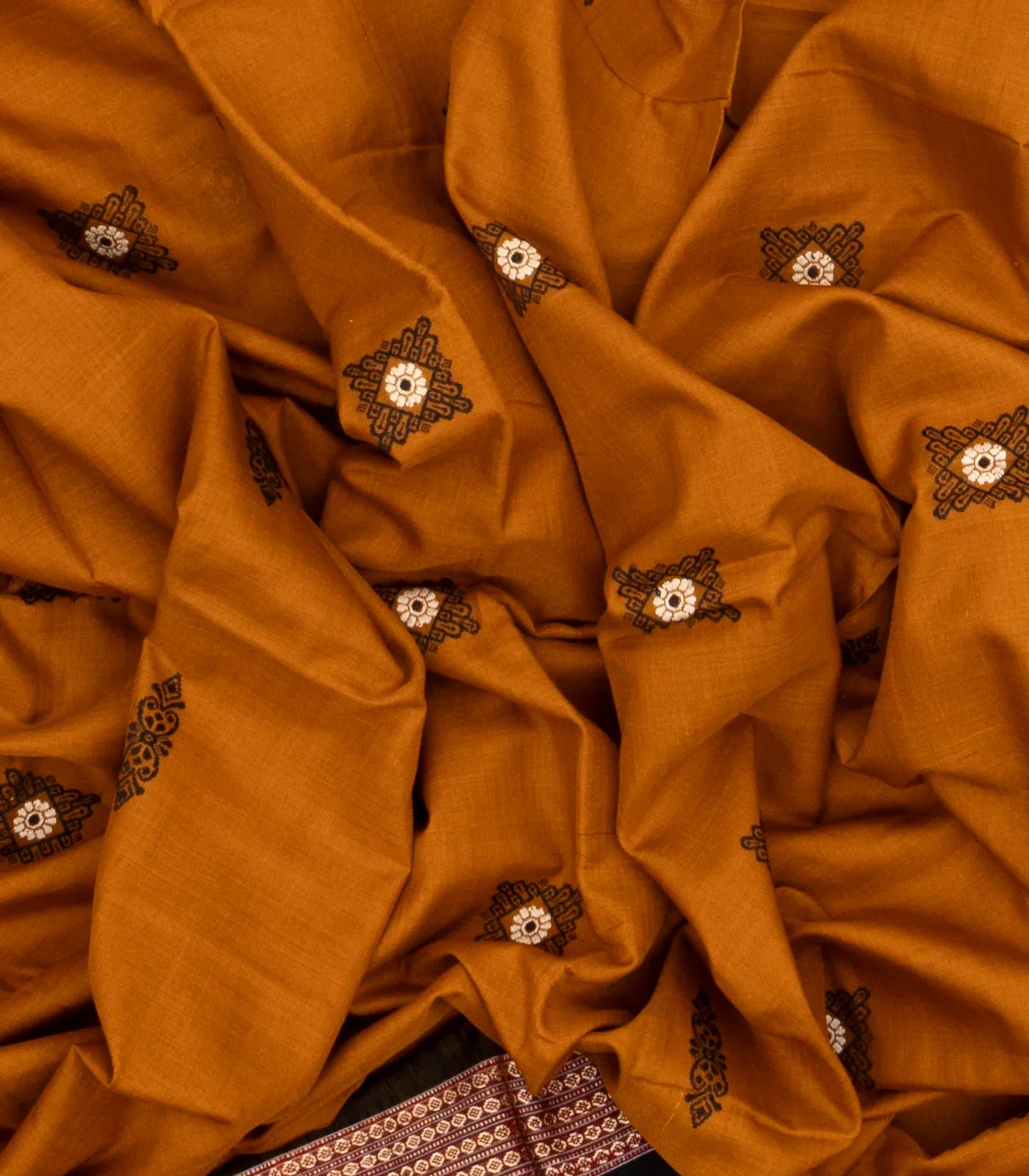 Oil Mustard Handloom Orissa Cotton Saree With Tie & Dye Pallu