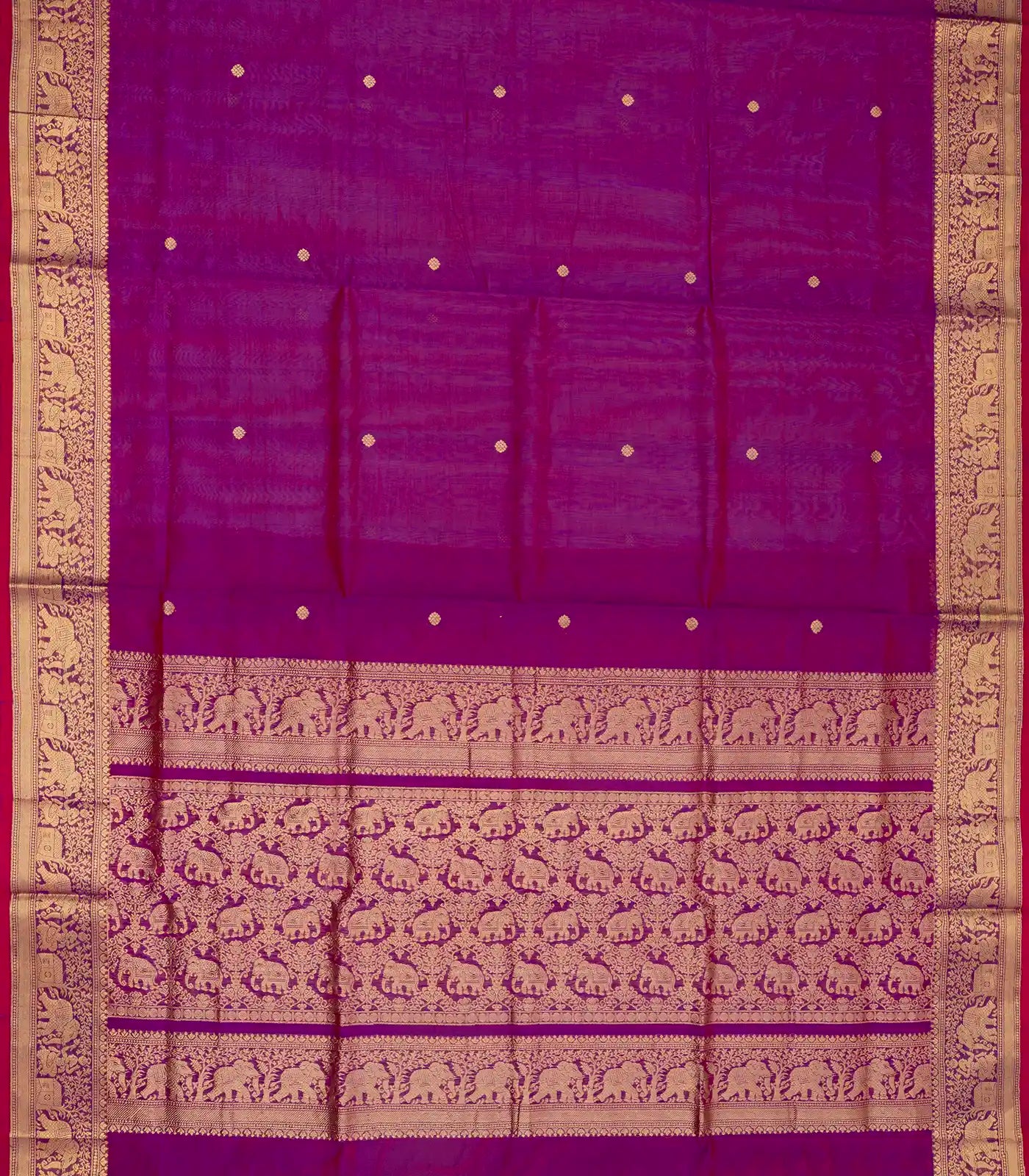 Purple Handloom Silk Cotton Saree With Kamalam Zari Buttas