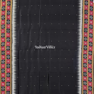 Black Double Border Pasapali Khandua Silk Saree with Tribal Anchal