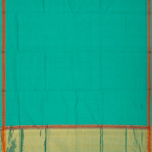 Turquoise Handloom Venkatagiri Cotton Saree With Checked Border