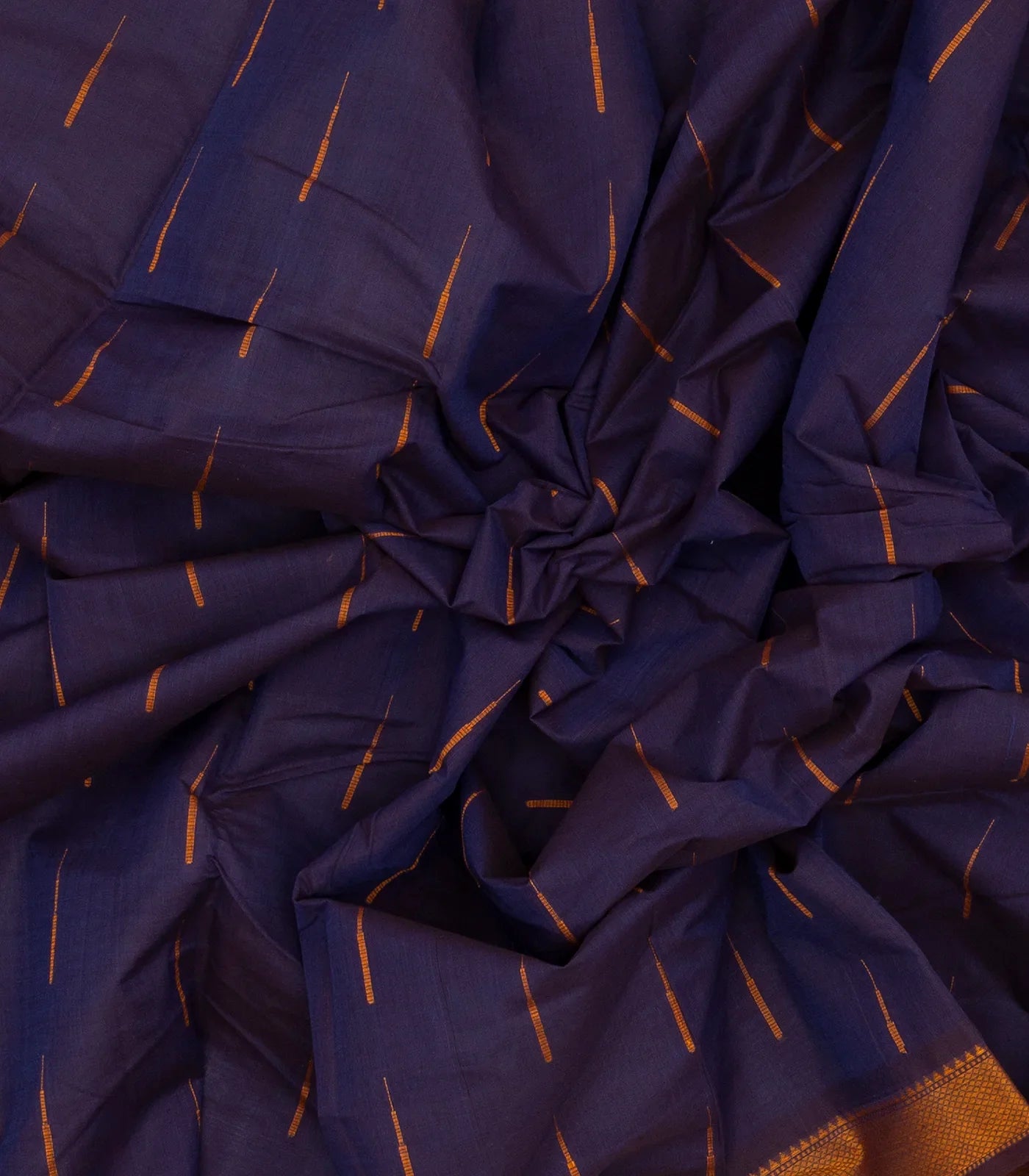 Purple Handloom Kanchi Cotton Saree With Raindrop Buttas