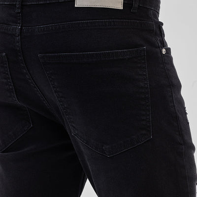 Black Distressed Slim Fit Jeans