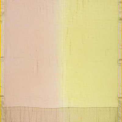 Light Peach Banarasi Georgette Saree With Chevron Motifs