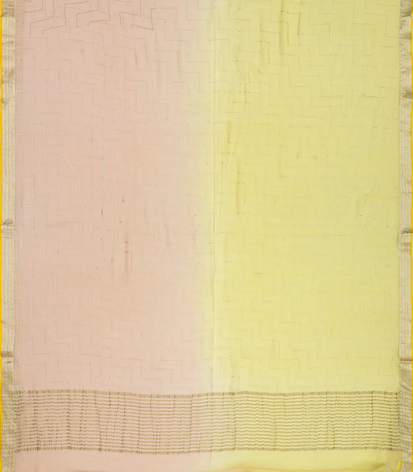 Light Peach Banarasi Georgette Saree With Chevron Motifs