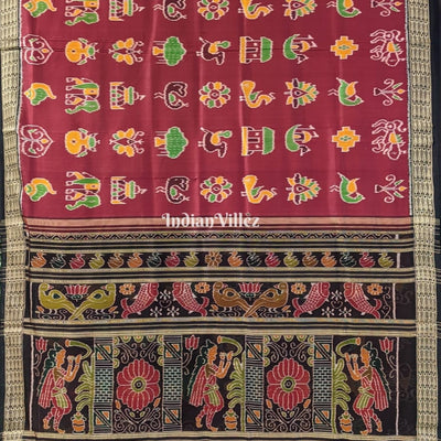 Maroon Nabakothi Odisha Ikat Khandua Silk Saree
