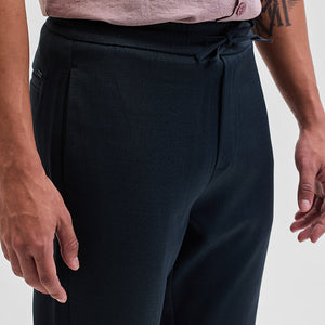 Navy Self-Design Slim Fit Trousers