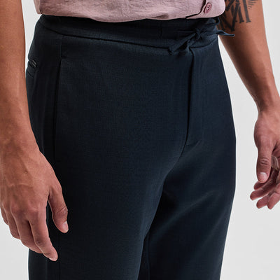 Navy Self-Design Slim Fit Trousers