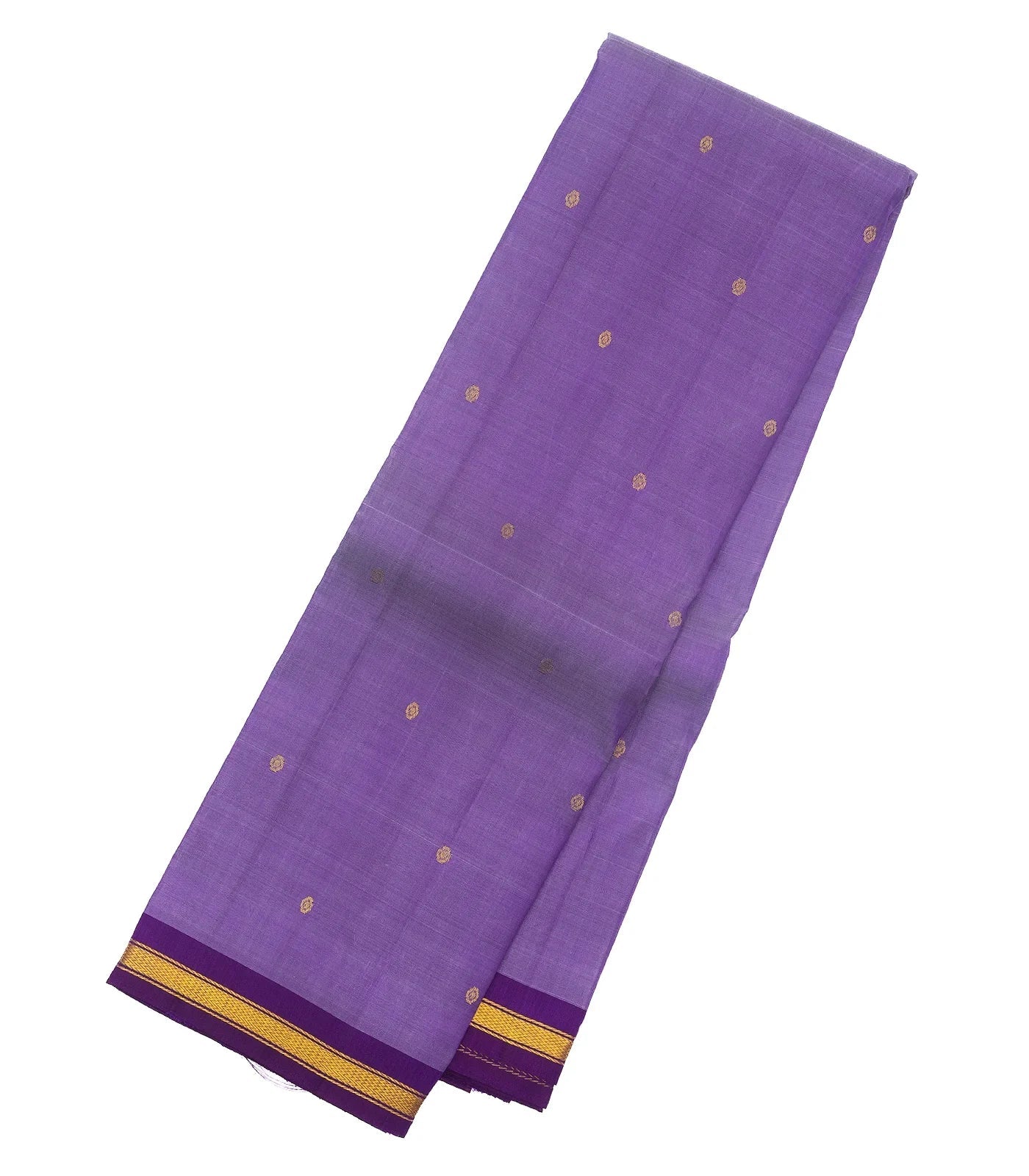 Lavender Silk Saree With Buttas & Purple Border