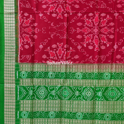 Maroon Green Fish Motif Sambalpuri Silk Saree