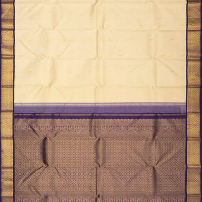 Cream Handloom Kanchipuram Korvai Silk Saree With Floral Buttas