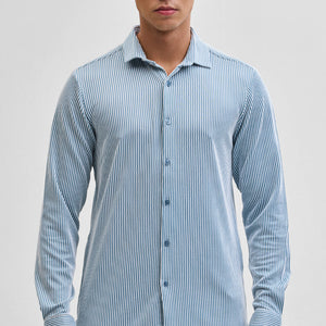 Blue Stripes Slim Fit Stretch Shirt