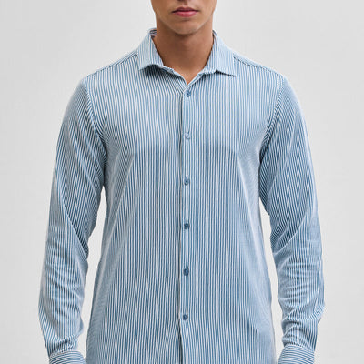 Blue Stripes Slim Fit Stretch Shirt