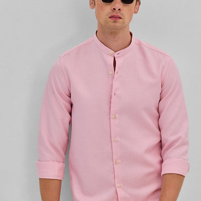 Pink Mandarin Slim Fit Shirt