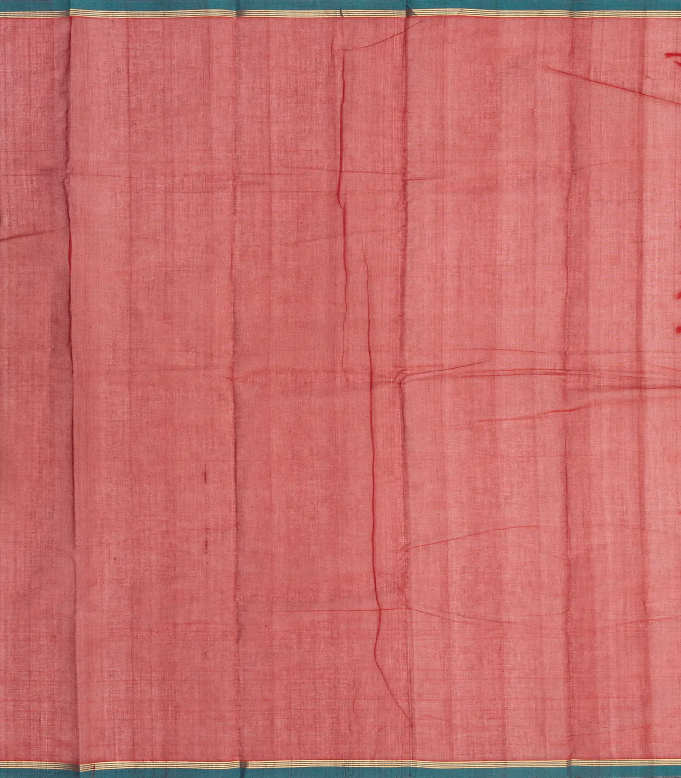 Red Handloom Kanchi Cotton Saree With Zari Checks