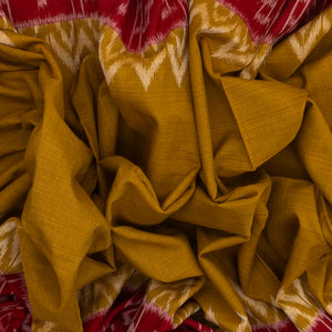 Oil Mustard Handloom Orissa Cotton Saree With Contrast Border