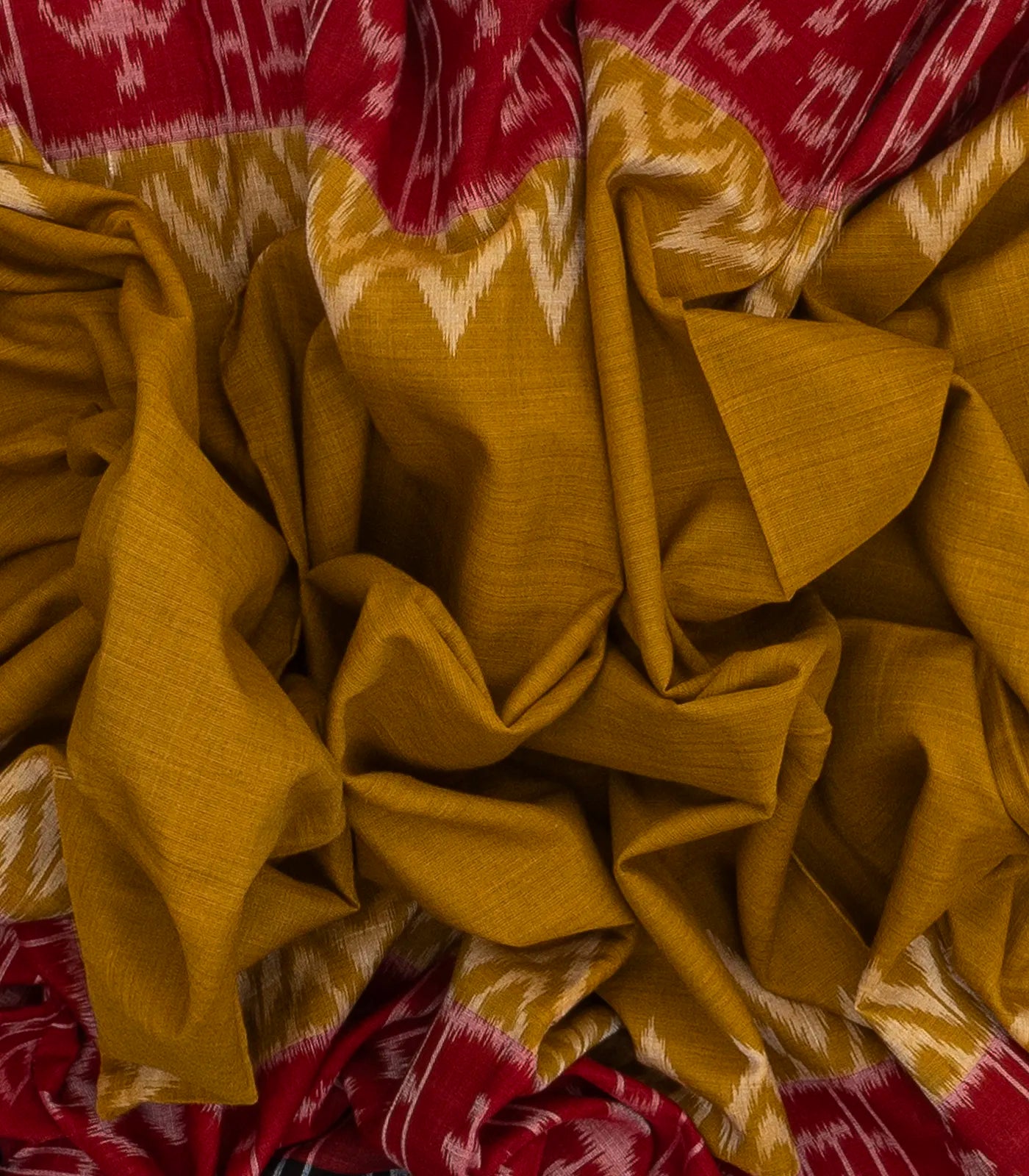 Oil Mustard Handloom Orissa Cotton Saree With Contrast Border