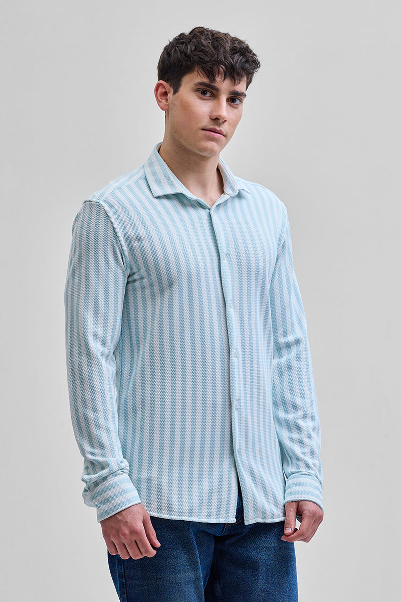 Light Blue Stripes Slim Fit Shirt