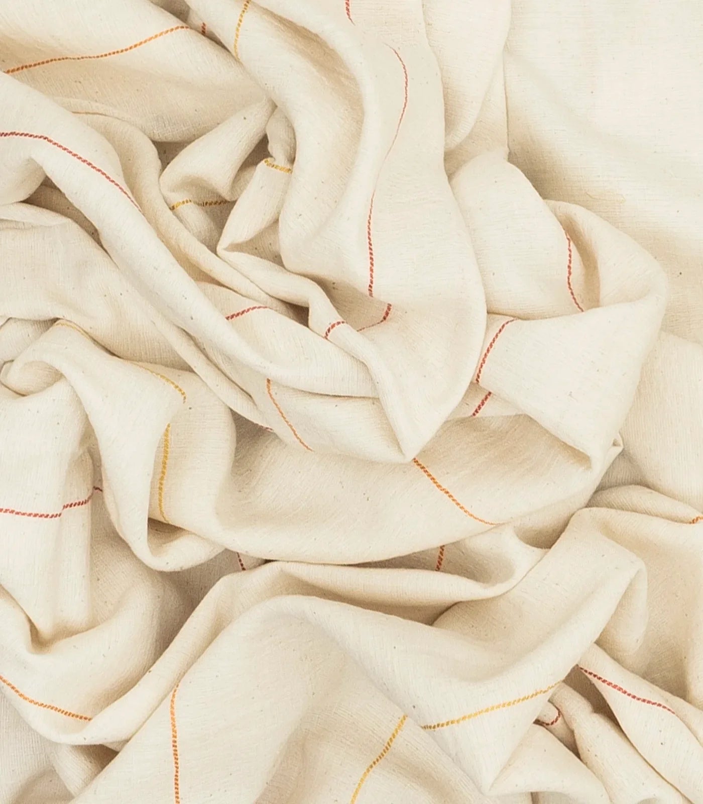 Off White Handloom Bhujodi Cotton Saree With Red Stripes